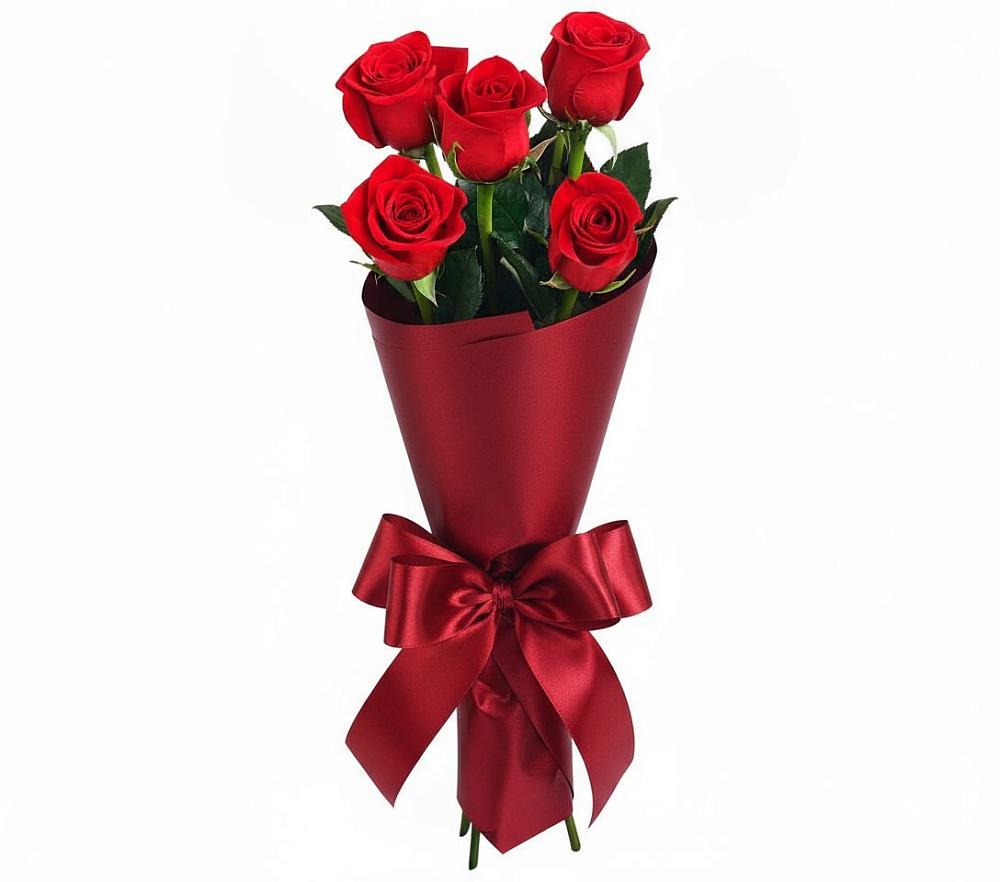 Букет 5 Красных роз Эдлесс Лав в Калтане