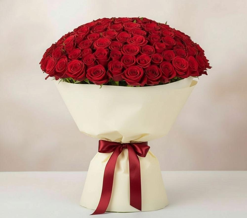 Букет 101 Красная роза Милано в Калтане