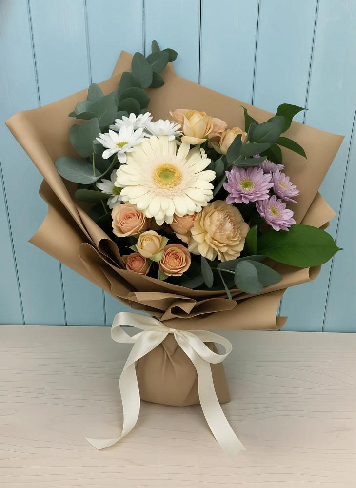 Букет цветов из: Герберы и Хризантемы в Калтане