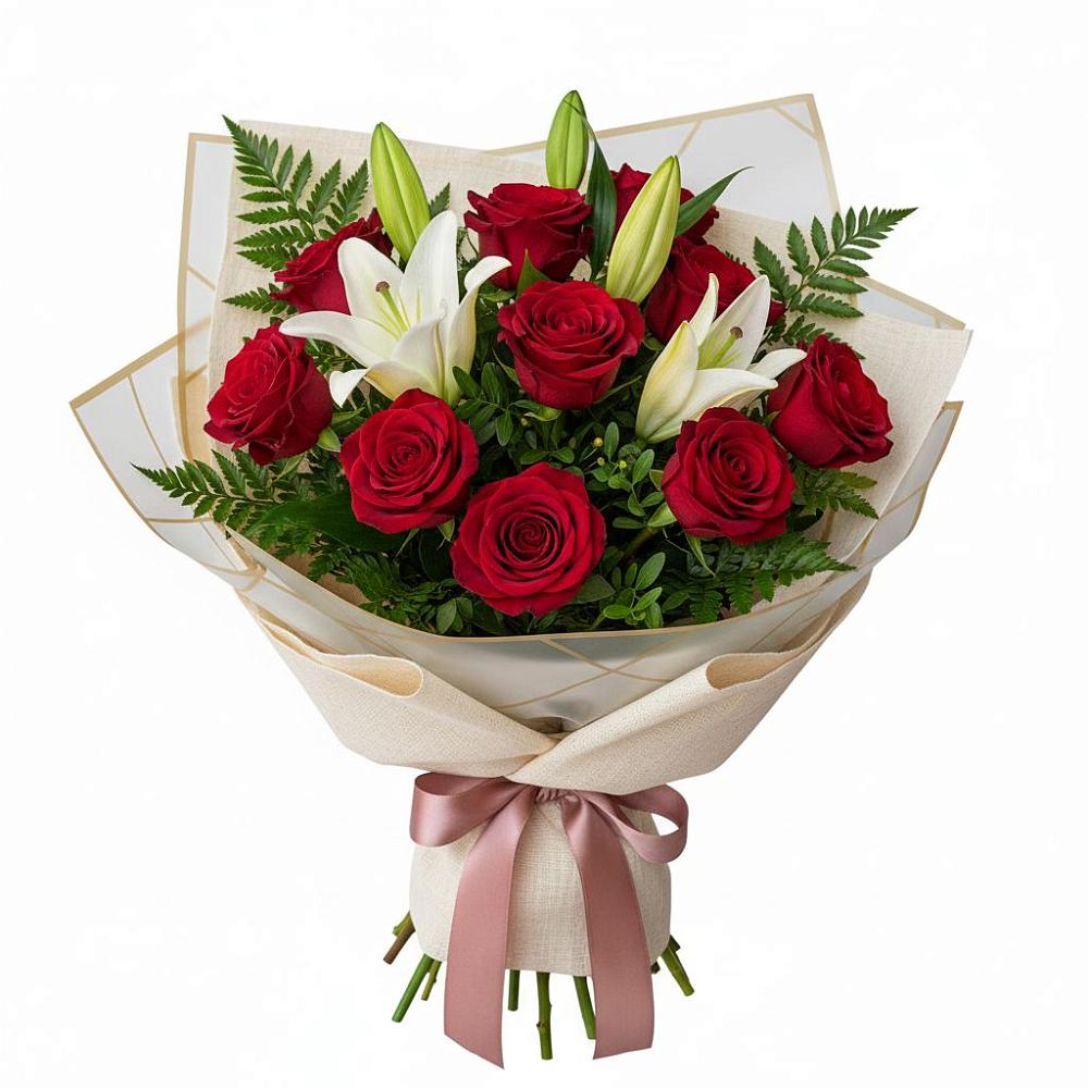 Букет цветов из: Лилии и Розы в Калтане