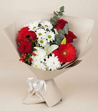 Букет цветов из:  Розы, Хризантемы, Герберы и Лилии #REPLACE_PRED# Калтане
