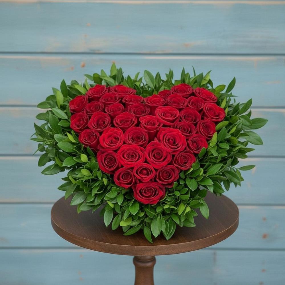 Цветочная композиция из Розы в виде сердца в Калтане