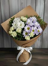 Букет цветов из:  Хризантемы и Розы в Калтане