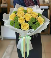 Букет цветов из:  Хризантемы и Розы в Калтане