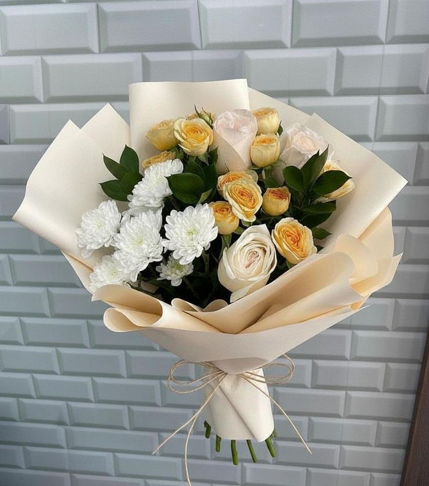 Букет цветов из: Розы и Хризантемы в Калтане