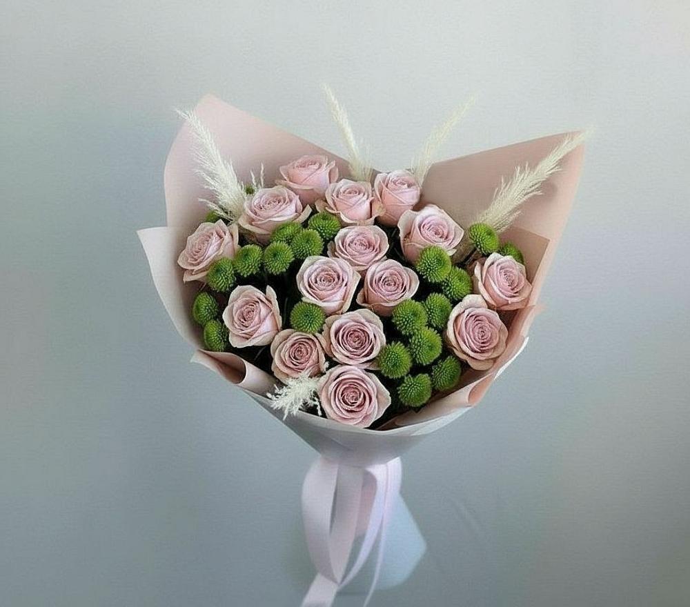 Букет цветов из: Розы и Хризантемы в Калтане