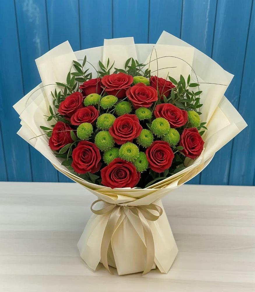 Букет цветов из: Розы и Хризантемы в Калтане